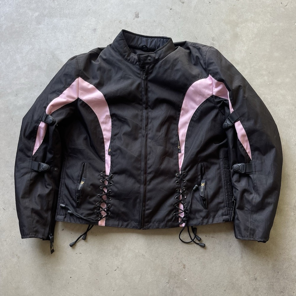 Xelement Motorcycle Jacket Womens 3XL Pink And Black Lace Up Padded